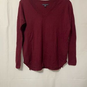 American Eagle Outfitters V-Neck Sweater Burgundy Women’s Extra Small